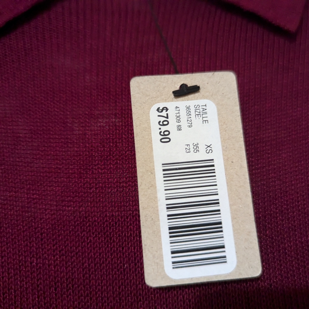 RW&Co Long-Sleeve Polo Ribbed Sweater With Sheer Yoke Size XS New! - Picture 7 of 15